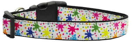 Splatter Paint Nylon Dog Collar SM